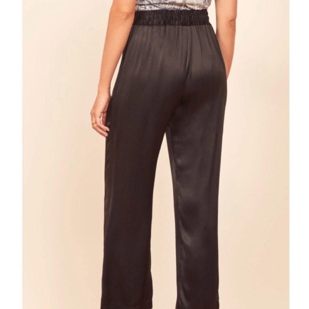 Reformation Harland Wide Leg Silk Elastic Waist Trousers - Picture 3 of 3